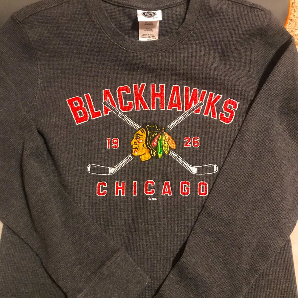 NHL Chicago Blackhawks waffle weave henley size L